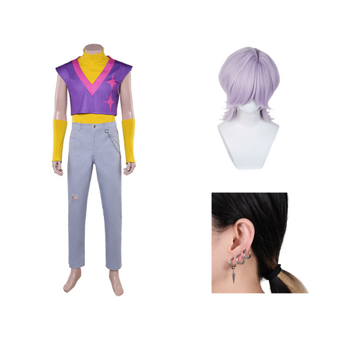 Mystery Cosplay Purple-Yellow Vest Outfit For Adult Man