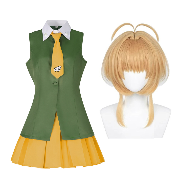 Cardcaptor Sakura Cosplay Sakura Kinomoto Green Dress Costume For Adult Female Halloween Costume