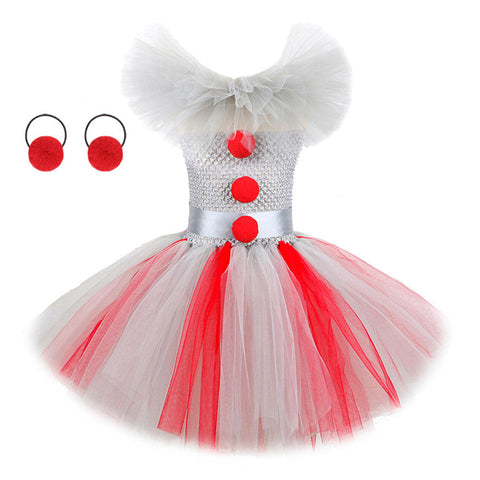 SeeCosplay Kids Girls Clown TuTu Dress Cosplay Costume Outfits Halloween Carnival Party Suit