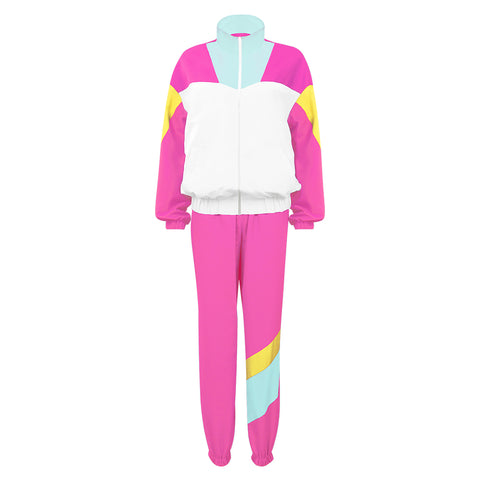 80s 80S 90S Retro hip-hop Cosplay Costume Adult Women Jacket Pants Sportwear Outfits Halloween Carnival Party Suit tracksuit women 80s