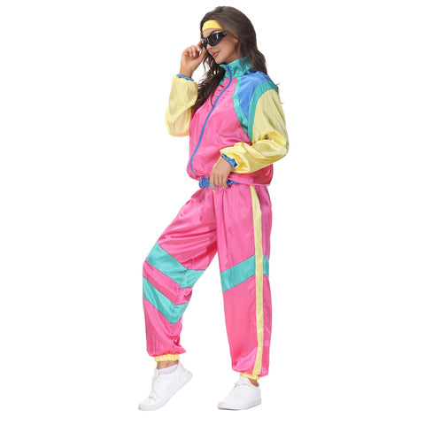 80s 90s Retro Disco Costumes Halloween Women Fashion Hippie Tracksuit Costume Party Adult Dress Up Hip Hop Outfits