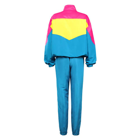 80S 90S Retro hip-hop  Cosplay Costume Adult Women  Jacket Pants Sportwear Outfits Halloween Carnival Party Suit 80s tracksuit women