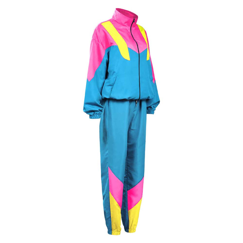 80S 90S Retro hip-hop  Cosplay Costume Adult Women  Jacket Pants Sportwear Outfits Halloween Carnival Party Suit 80s tracksuit women