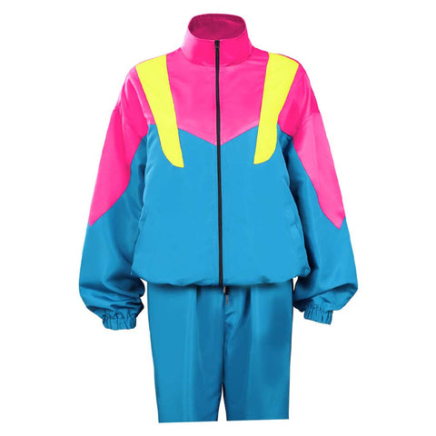 80S 90S Retro hip-hop  Cosplay Costume Adult Women  Jacket Pants Sportwear Outfits Halloween Carnival Party Suit 80s tracksuit women