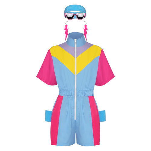80s 90s Track Suits Set Colored sportswear Women's One Piece Set Cosplay Costume Outfits Halloween Carnival Suit