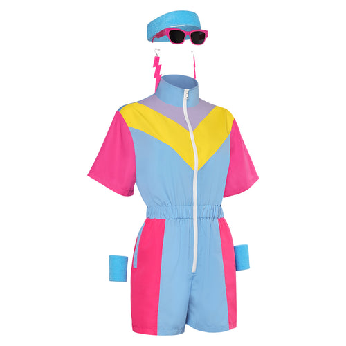 80s 90s Track Suits Set Colored sportswear Women's One Piece Set Cosplay Costume Outfits Halloween Carnival Suit