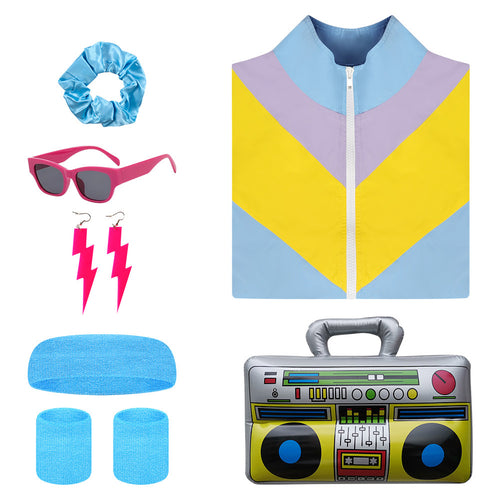 80s 90s Track Suits Set Colored sportswear Women's One Piece Set Cosplay Costume Outfits Halloween Carnival Suit