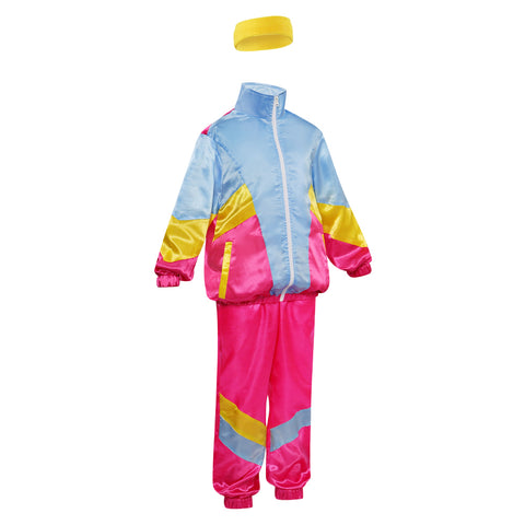 80s Kids Children Retro Cosplay Costume Jacket Coat Pants Headband Outfits Halloween Carnival Party Suit children tracksuit