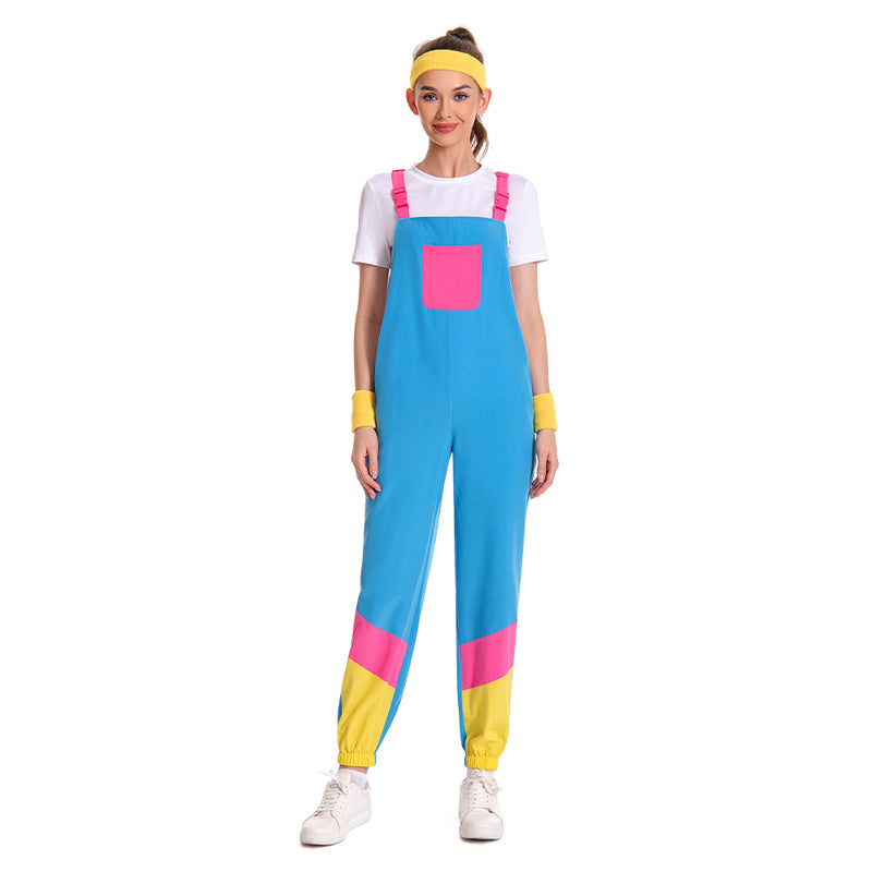 80s woman overall Cosplay Costume Outfits Halloween Carnival Suit