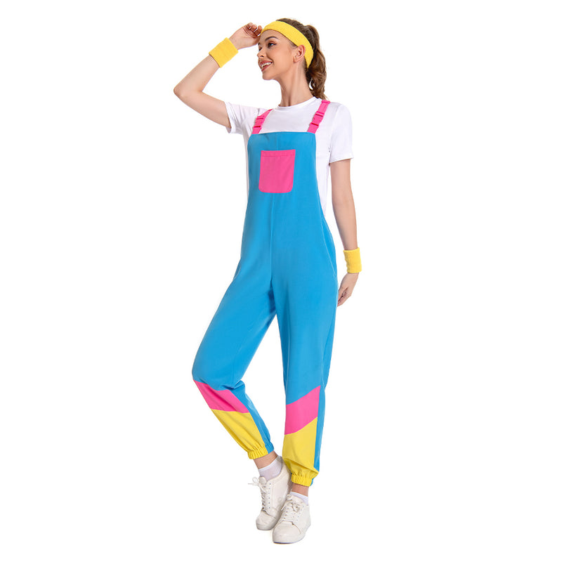 80s woman overall Cosplay Costume Outfits Halloween Carnival Suit