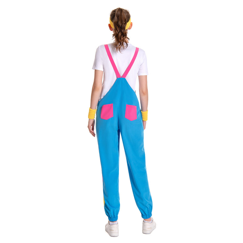 80s woman overall Cosplay Costume Outfits Halloween Carnival Suit