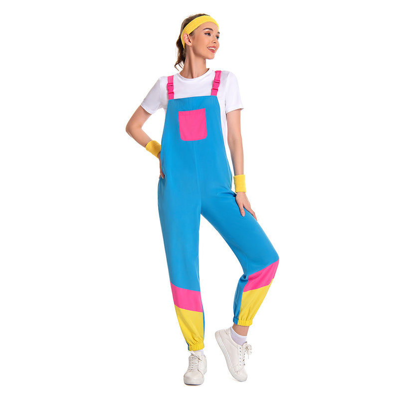 80s woman overall Cosplay Costume Outfits Halloween Carnival Suit