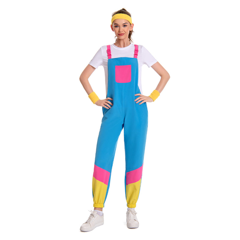 80s woman overall Cosplay Costume Outfits Halloween Carnival Suit