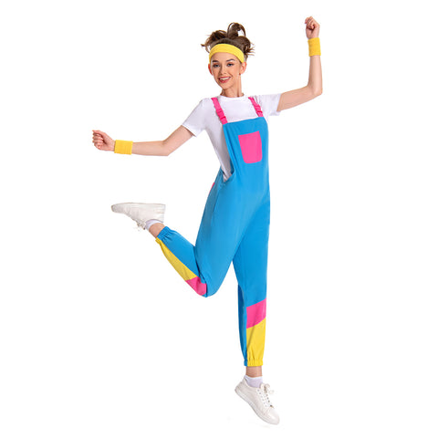 80s woman overall Cosplay Costume Outfits Halloween Carnival Suit