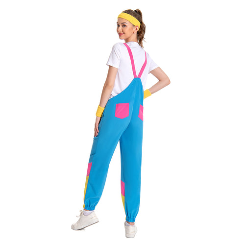 80s woman overall Cosplay Costume Outfits Halloween Carnival Suit