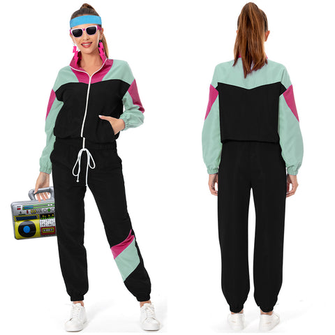 80s women Cosplay Costume Outfits Halloween Carnival Suit tracksuit