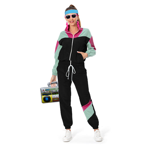 80s women Cosplay Costume Outfits Halloween Carnival Suit tracksuit