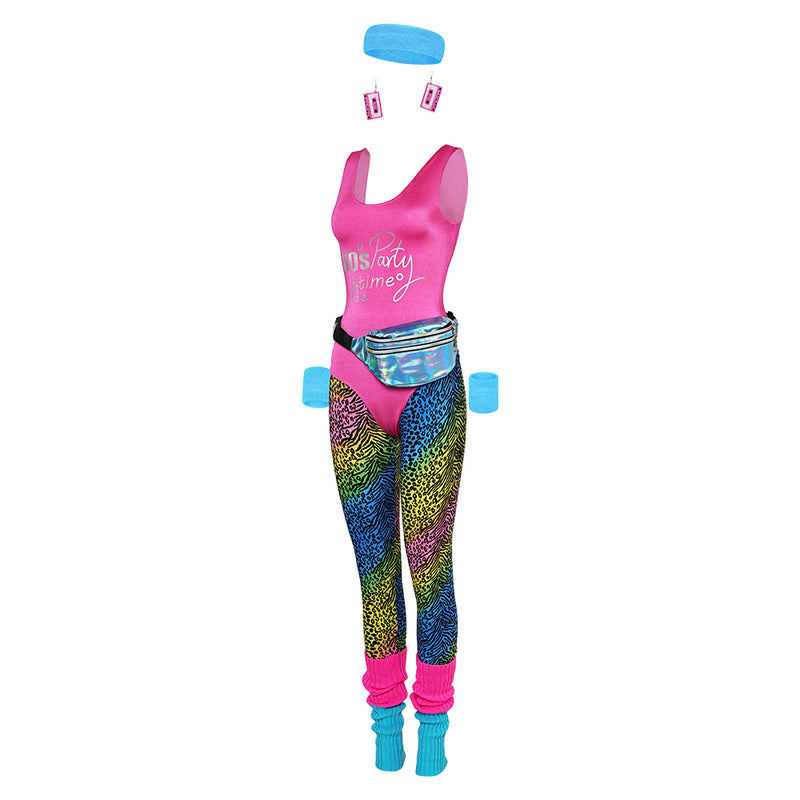 80s Workout Costume 80s Accessories Set Cosplay Costume Outfits Halloween Carnival Suit Outfit for Women 80s