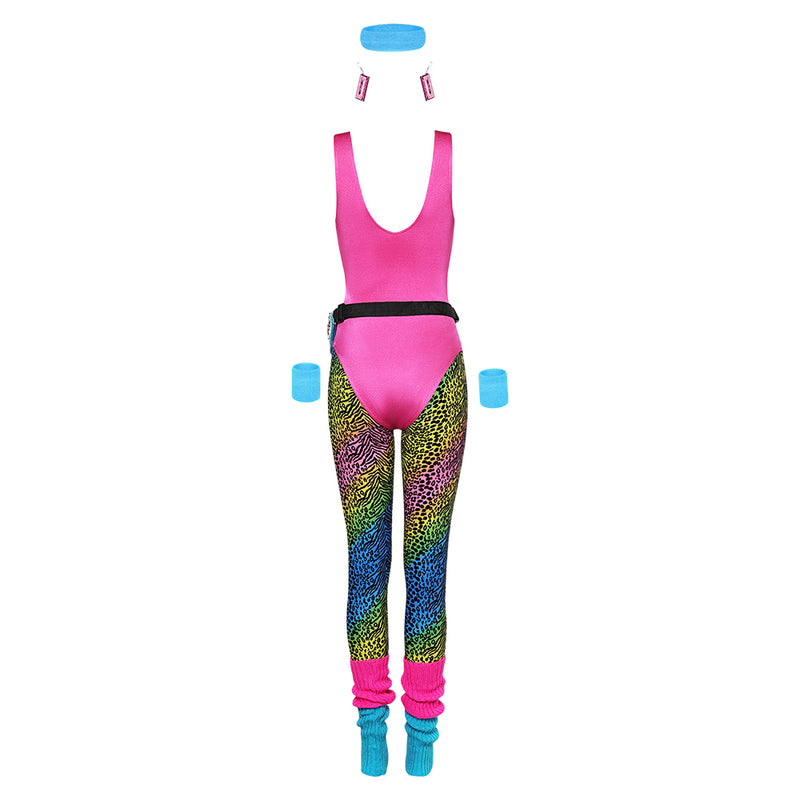 80s Workout Costume 80s Accessories Set Cosplay Costume Outfits Halloween Carnival Suit Outfit for Women 80s