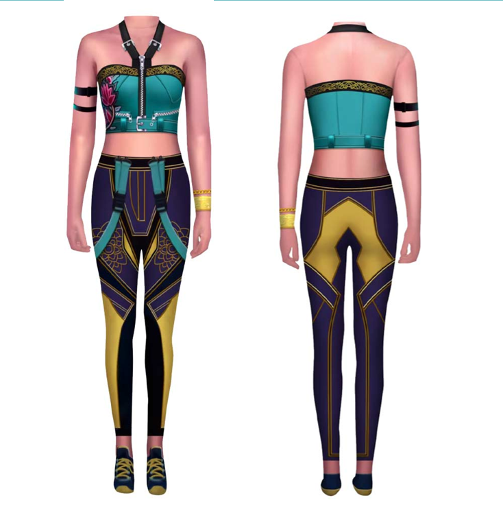 Zoey Cosplay Blue-green Jumpsuit For Adult Female Halloween Carnival Suit