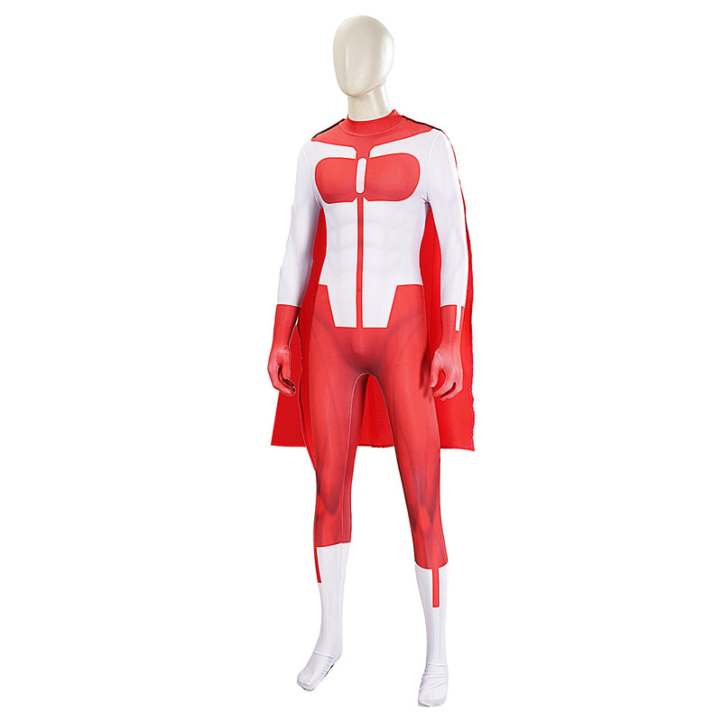Invincible Omni-Man Cosplay Costume For Adult Nolan Grayson Male White Red Jumpsuit Halloween Carnival Suit
