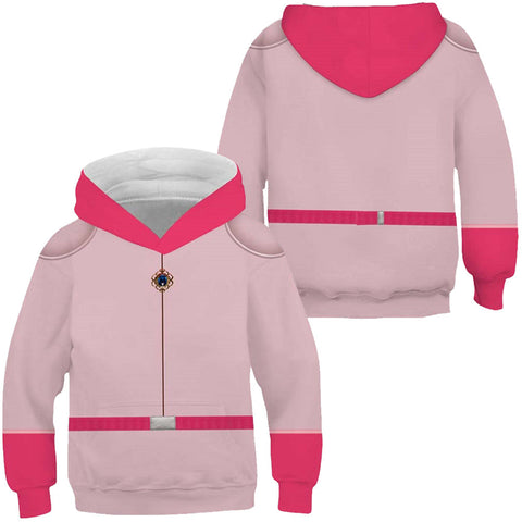 SeeCosplay Kids Children Princess Peach Cosplay Hoodie Printed Hooded Sweatshirt Casual Streetwear GirlKidsCostume