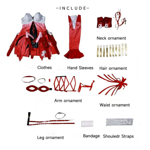 Wuthering Waves Costume Phrolova Women Red Dress Full Set Adult Female Halloween Carnival Suit
