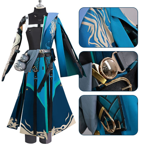 Wuthering Waves Costume Jiyan Cosplay Blue Outfit Adult Male Halloween Carnival Suit