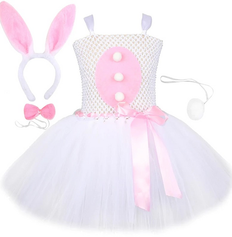SeeCosplay Easter Bunny Tutu Dress Kids Girls Cosplay Dress Halloween Carnival Costume Dress Up