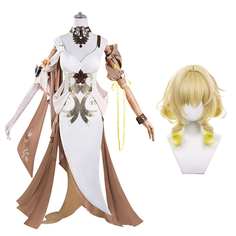 Honkai: Star Rail Aglaea Cosplay Costume For Adult Female White Golden Dress Halloween Carnival Suit