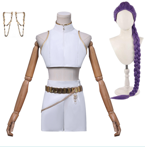 Rumi Cosplay White Holographic Outfit For Adult Female Halloween Carnival Suit-Seecosplay