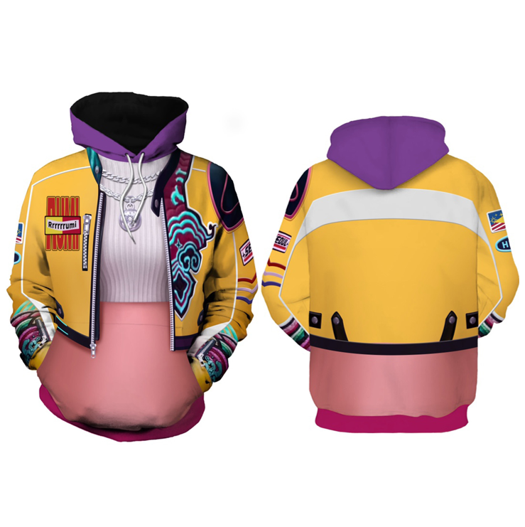 Rumi Cosplay Yellow 3D Printed Pullover Hoodie For Adult Unisex Halloween Carnival Suit