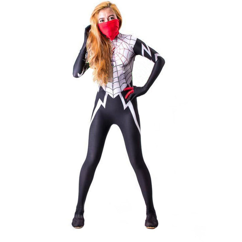 Seecosplay Women Cindy Moon Silk Spiderman Cosplay Costume Adults Girls Women Superhero Zentai Halloween Bodysuit Party Jumpsuit