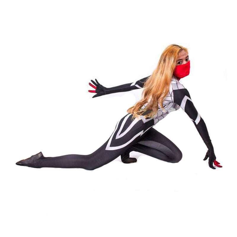 Women Cindy Moon Silk Spiderman Cosplay Costume Adults Girls Women Superhero Zentai Halloween Bodysuit Party Jumpsuit