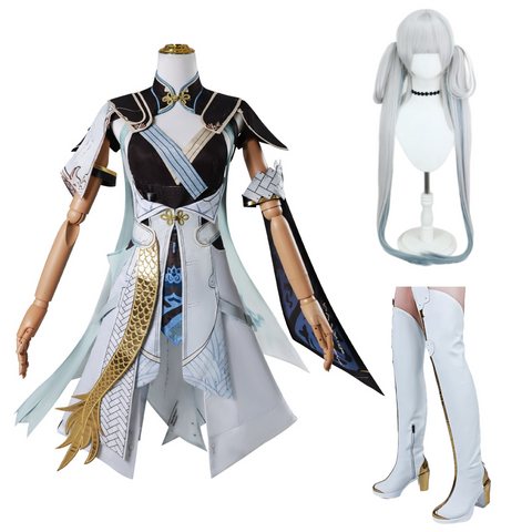 Wuthering Waves Costume Jinhsi Cosplay White Outfits Adult Female Halloween Carnival Suit