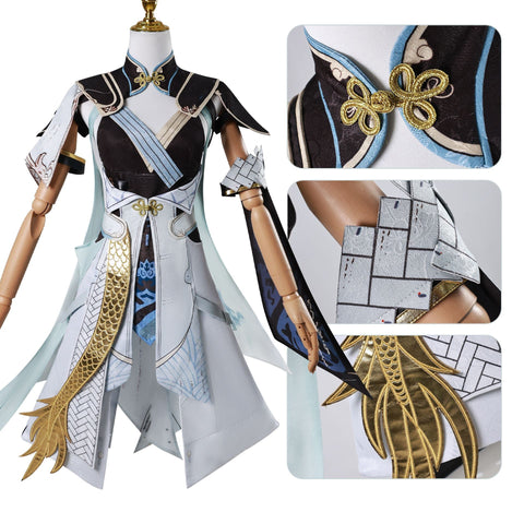 Wuthering Waves Costume Jinhsi Cosplay White Outfits Adult Female Halloween Carnival Suit