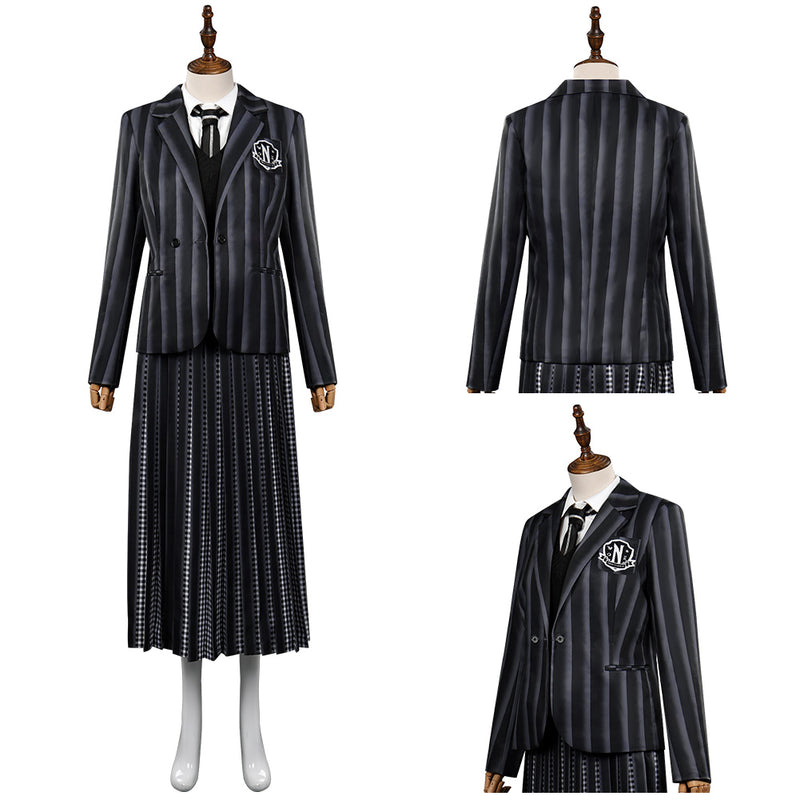 Adult Wednesday Addams Wednesday Cosplay Costume School Uniform Dress Outfits Halloween Carnival Party Suit