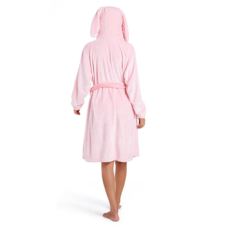 Adults Animal Pajamas Cartoon Rabbit Bathrobe Women Men Warm Flannel Sleepwear Robe Gown