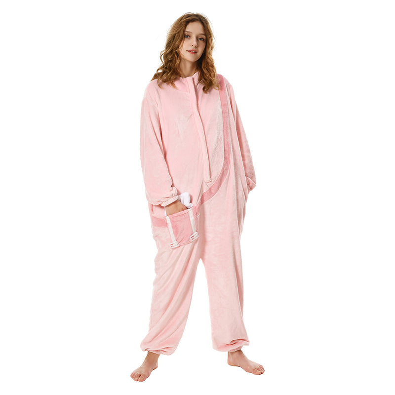 Adults Animal Pajamas Cartoon Rabbit Onesies Women Men Warm Flannel Hooded Sleepwear