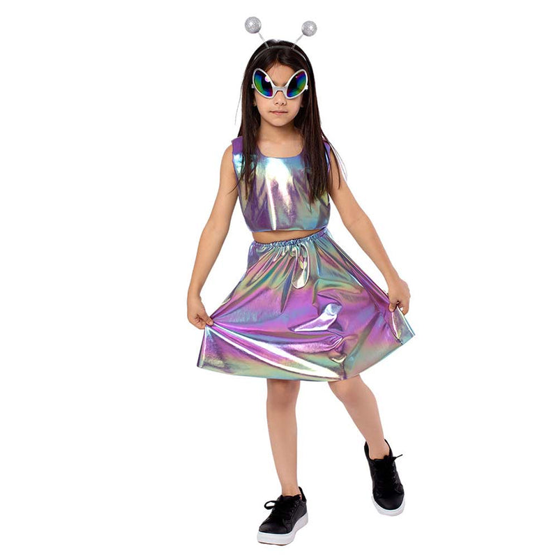 Alien Role Play Dress Children‘s Split Dress Cosplay Costume Outfits Halloween Carnival Suit