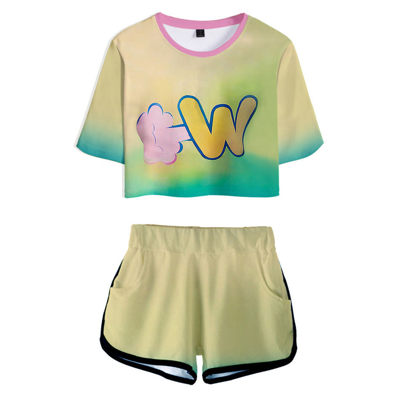 SeeCosplay Amber Wade Kids Children Cosplay Yellow Short Sleeve Top Casual Street T-shirt