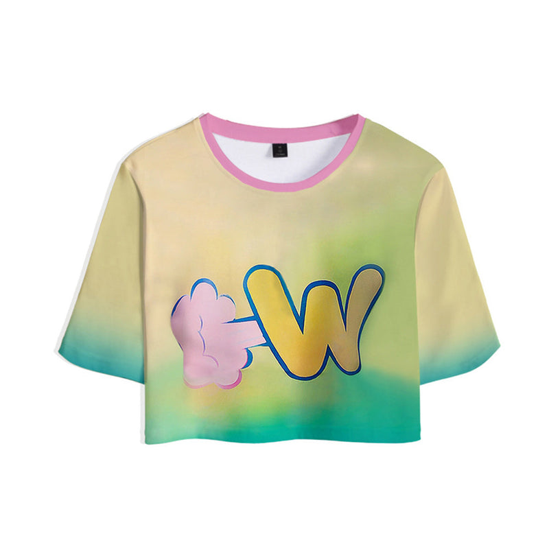SeeCosplay Amber Wade Kids Children Cosplay Yellow Short Sleeve Top Casual Street T-shirt GirlKidsCostume