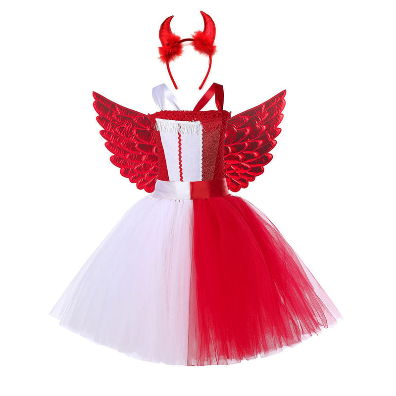 SeeCosplay Angel Demon Kids Girls Cosplay Dress Halloween Carnival Costume