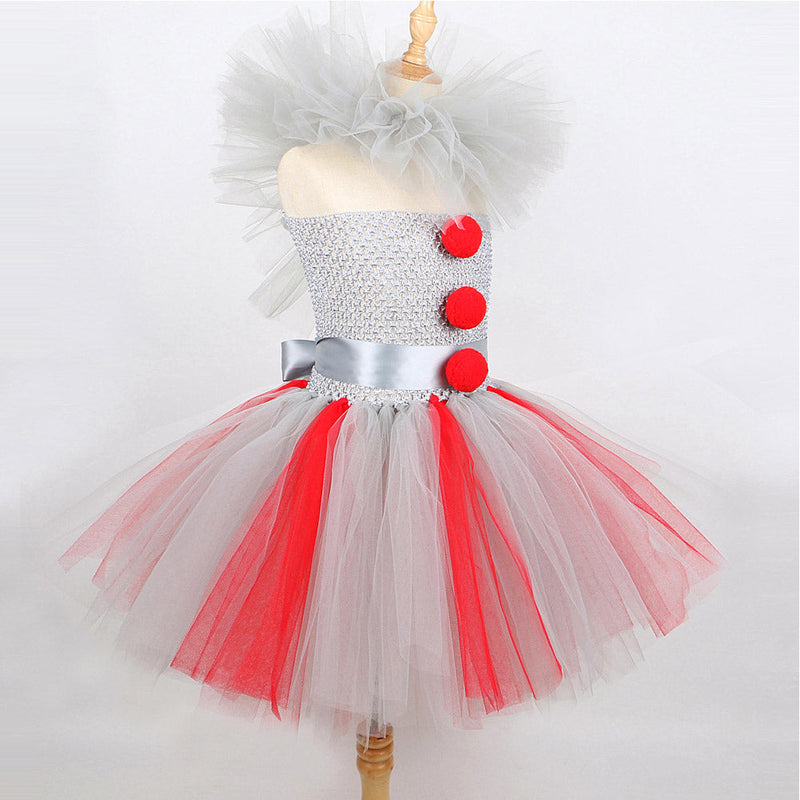 SeeCosplay Kids Girls Clown TuTu Dress Cosplay Costume Outfits Halloween Carnival Party Suit GirlKidsCostume