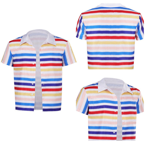 SeeCosplay 2023 Movie Allan Kids Rainbow Striped T-shirt Cosplay Costume Shirt Outfits Halloween Carnival Suit BoysKidsCostume