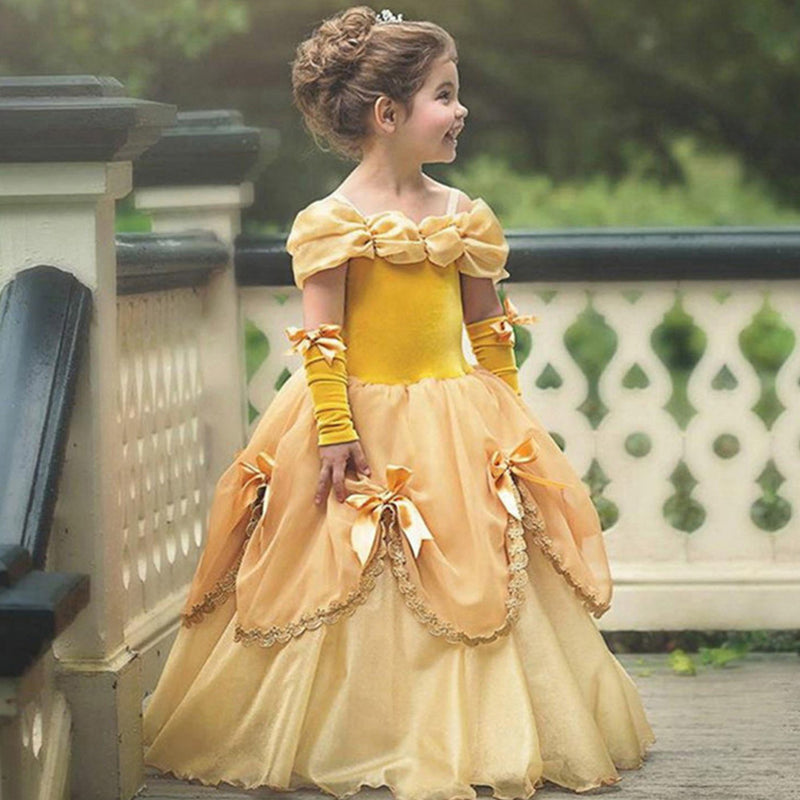 Bella Princess Dress Cosplay Costume Party Clothes Children Halloween Long Ball Gown Birthday Fancy Dress Cotton