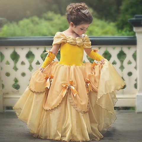 Bella Princess Dress Cosplay Costume Party Clothes Children Halloween Long Ball Gown Birthday Fancy Dress Cotton