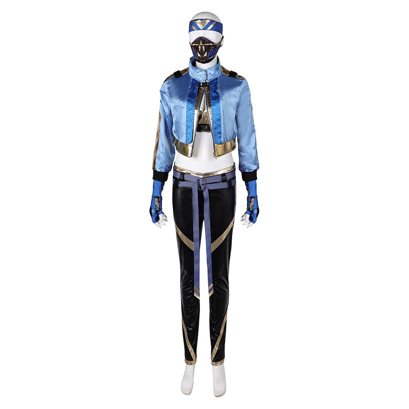 Blue set Kitana cos Mortal Kombat Cosplay Costume Outfits Halloween Carnival Suit