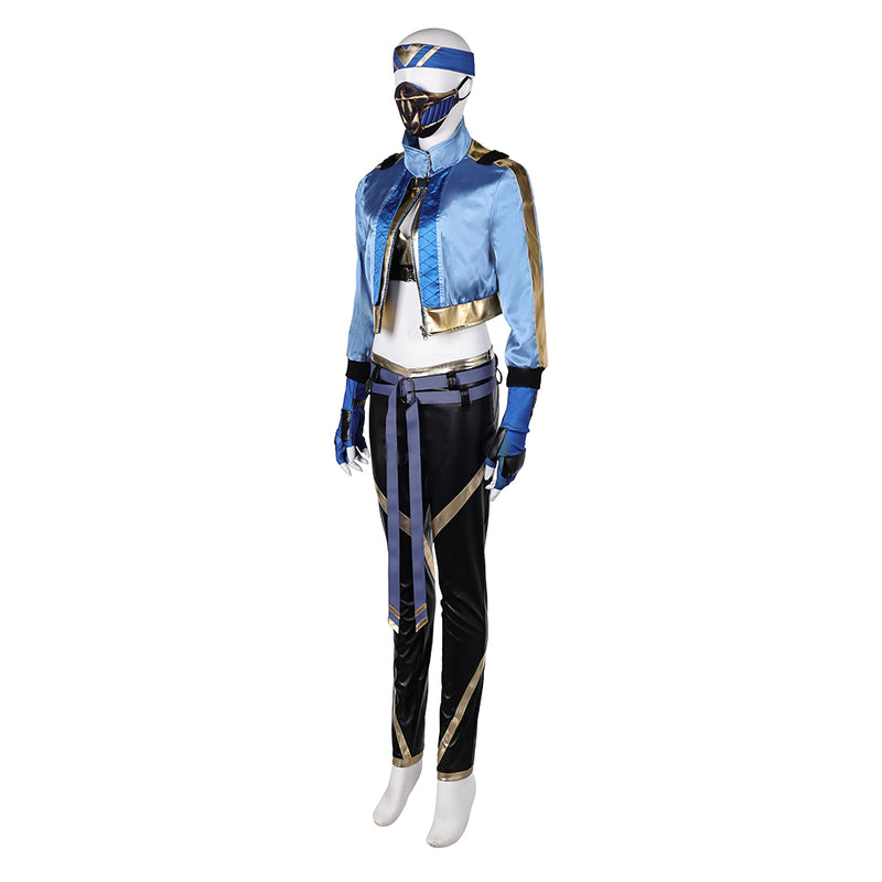 Blue set Kitana cos Mortal Kombat Cosplay Costume Outfits Halloween Carnival Suit