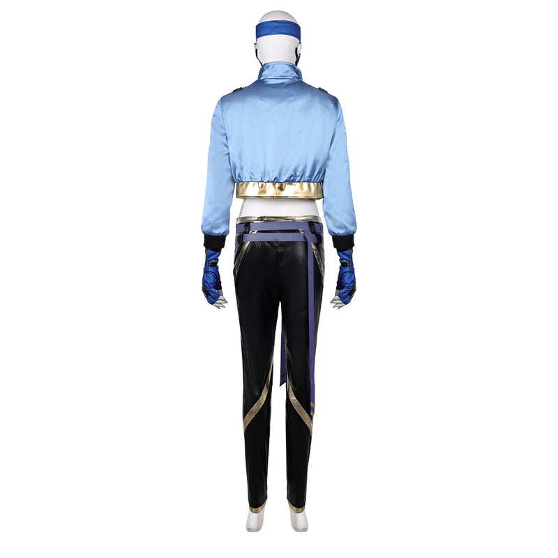 Blue set Kitana cos Mortal Kombat Cosplay Costume Outfits Halloween Carnival Suit